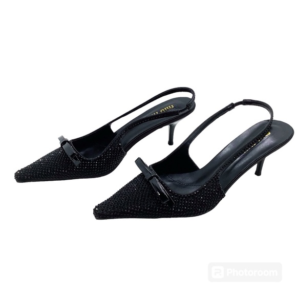 🆕{Miu Miu} Sling Back Beaded Heels - Picture 4 of 13